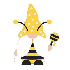 Fototapeta na wymiar Bumble bee gnome cute cartoon illustration