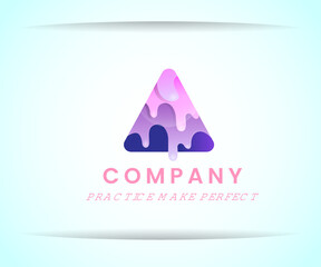 triangle purple gradient color with liquid shape logo design
