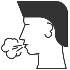 Cough solid style icon, health and sick concept 128x128 pixel perfect icon transparency background for website UI media, mobile application, poster design