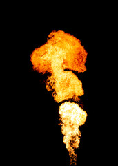 Combustion isolated on black, flame sample, fire element