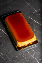 Crème caramel, flan, caramel pudding, or caramel custard is a custard dessert with a layer of clear caramel sauce.