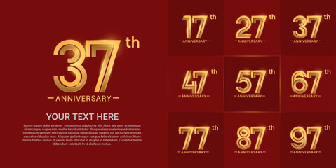 set of anniversary premium golden color can be use for celebration event