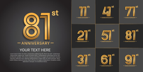 set of anniversary premium golden color can be use for celebration event