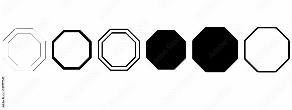Wall mural set of octagon with different style isolated on white background