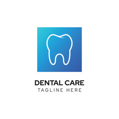 Blue box with tooth teeth icon for dental dentistry care clinic or oral hygiene logo design vector