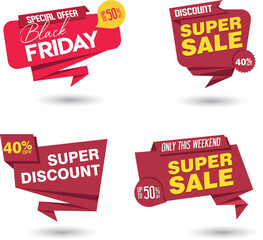 Set of Special offer sale discount banner