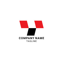 Obraz premium The inspiration for the letter T logo with a minimalist shape. Combination of red and black. Sporty logo style