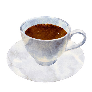手描きのコーヒカップの水彩イラスト