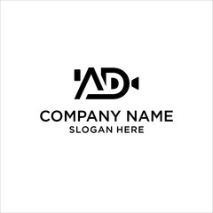 AD vidio Logo. AD Letter Logo Design .