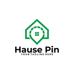 house pin logo vector design template