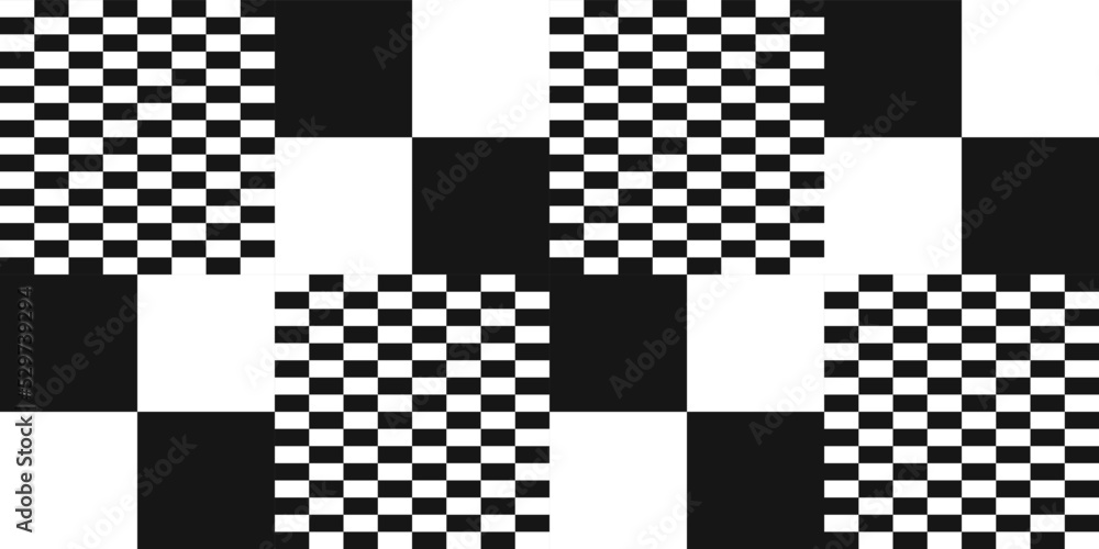 Poster Large chess plates and small chess rectangles. Vector of small and large checkered patterns.