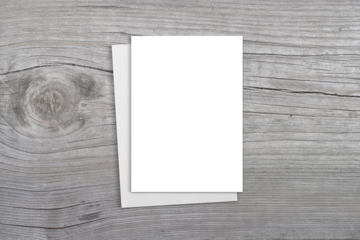 5x7 Greeting Card Mockup on Wood Background with Clipping Path