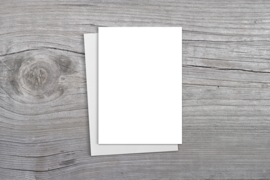 5x7 Greeting Card Mockup on Wood Background with Clipping Path
