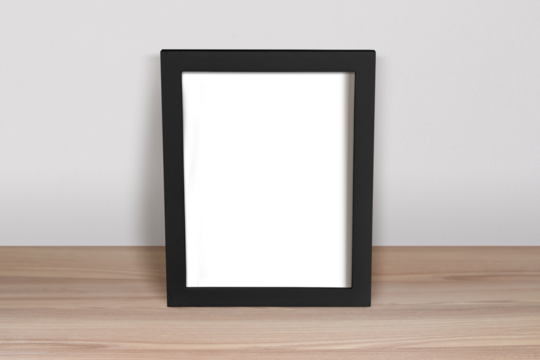 Black Frame Mockup Leaning In Minimalist Room Scene