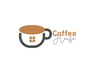 Coffee house logo with coffee cup illustration
