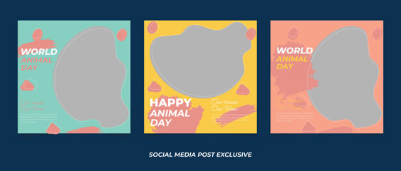 World animal day social media post  template