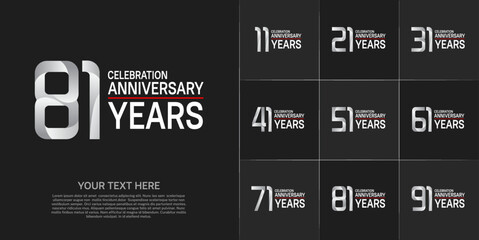 set of anniversary white color can be use for celebration event