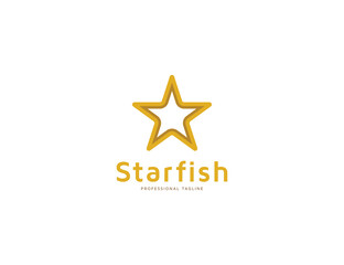 Obraz premium Golden starfish logo design illustration