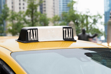 Closeup of a taxi sign 