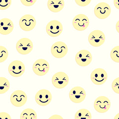 Smile and happy faces icons or emojis set a collection of seamless patterns for the background and world smile day.