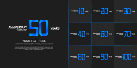 set of anniversary white and blue color can be use for celebration event