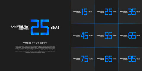 set of anniversary white and blue color can be use for celebration event