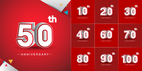 set of anniversary white color number can be use for celebration event