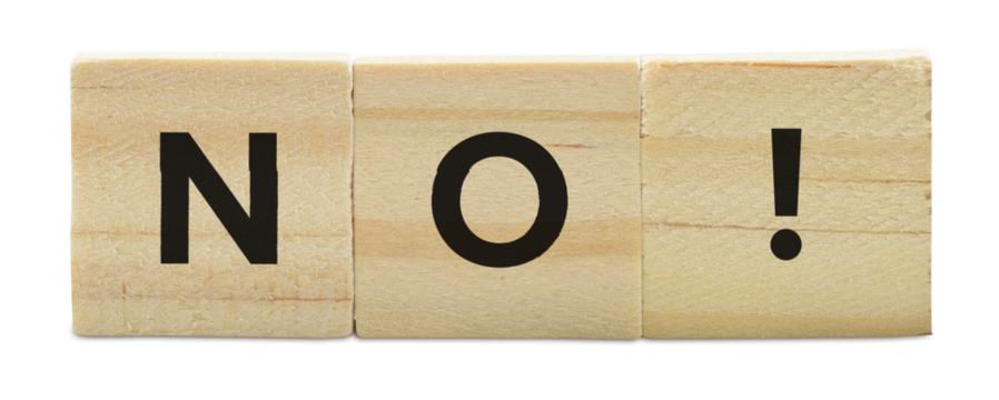 Boundaries Concept - Wood Tiles Spelling NO!