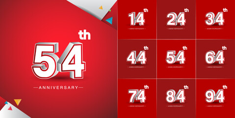 set of anniversary white color number can be use for celebration event