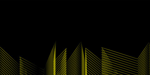 Futuristic black background with yellow lines
