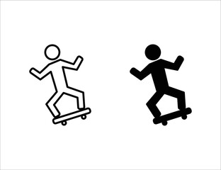 skateboard icon. outline icon and solid icon