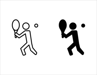 tennis icon. outline icon and solid icon