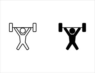 weightlifting icon. outline icon and solid icon