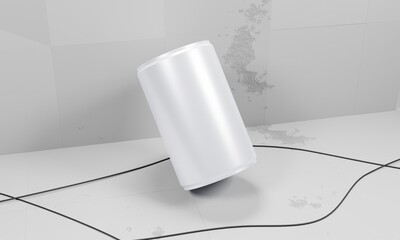 brand mockup with white soda can on 3d rendering