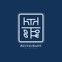 Vintage Restaurant Logo Template with lineart style
