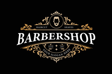 vintage barbershop logo template
