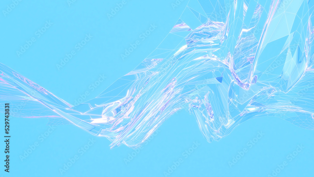 Poster abstract background light lines are connected,freely movable shapes on light blue background,3d rend