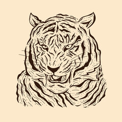 Tiger Lineart Style Design