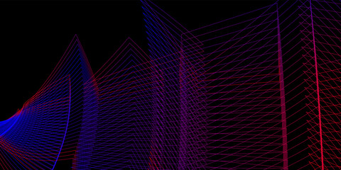 Abstract black background with purple blue lines