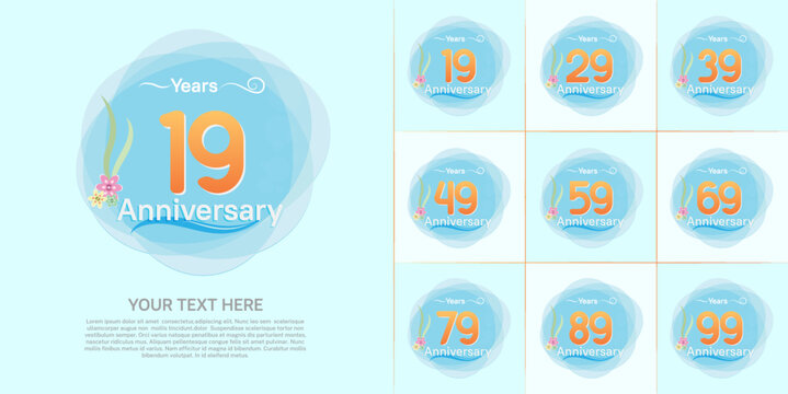 set of anniversary summer theme can be use for celebration event