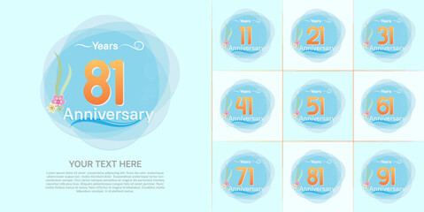 set of anniversary summer theme can be use for celebration event