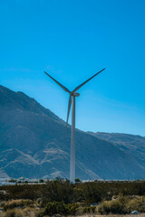 Palm Springs, California- Windmill on a large shrubland