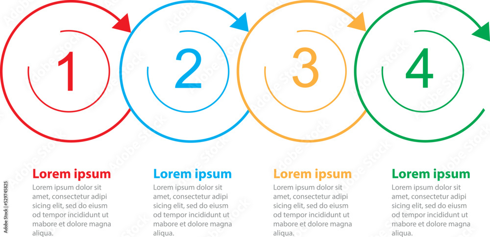 Poster business infographic thin line process with circle template design with 4 options or steps. vector i