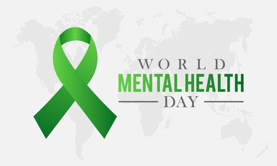Vector Illustration on the theme World Mental Health.  World Mental Health Day is as celebrated  an international day for global mental health education.  