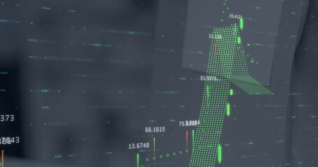 Image of statistics and financial data processing over notepad