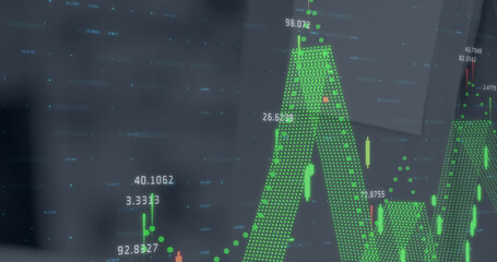 Image of statistics and financial data processing over notepad