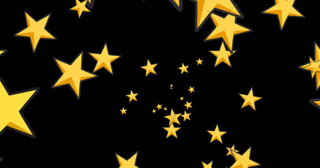 Image of yellow stars on black background