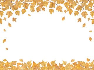 秋のイメージ背景・フレーム 紅葉と舞い散る葉っぱ