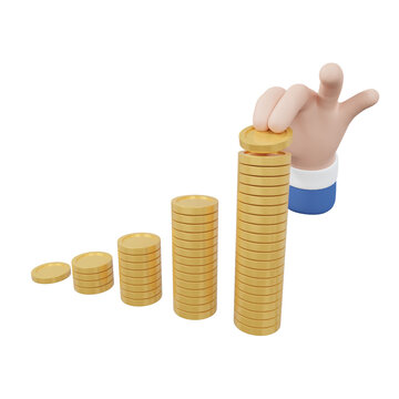 3d rendering Financial Growth and hand