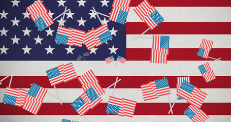 Image of american flags icons over american flag